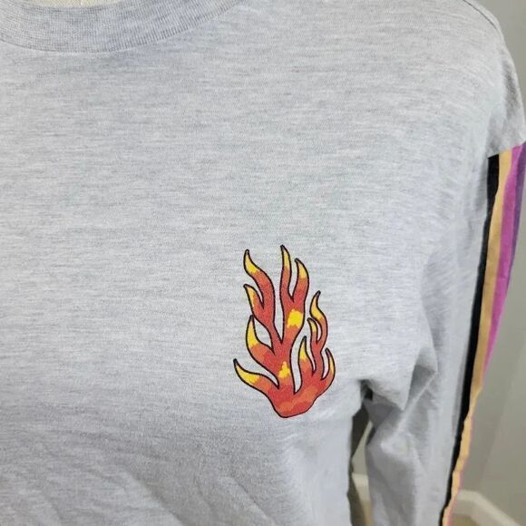 Teddy Fresh T-Shirt 🔥Flame Long Sleeve Men's Grey Size Small - Picture 3 of 11